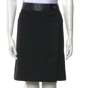 Akris Punto black wrap  turn lock wool  mini skirt Sz 10